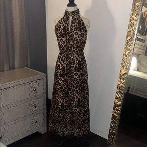 Sam Edelman Leopard Halter Maxi Dress - Brown